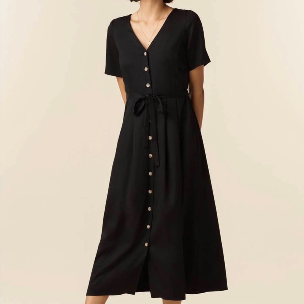 Vetta Capsule Button Up Midi Dress, made in USA, 100% Tencel